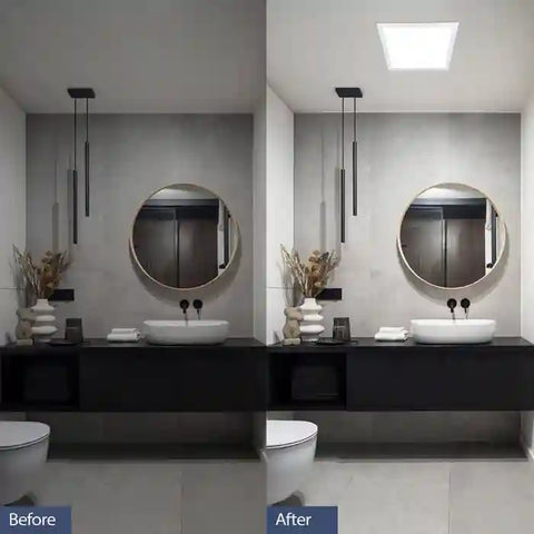300mm Square Ensuite Light Before After
