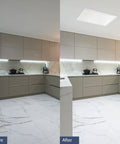 600x300mm SolarLight before and after installation in kitchen