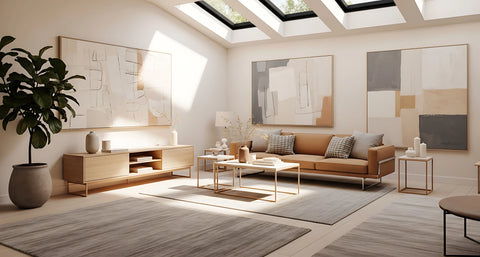 Modern living room with Electric Opening Roof Windows