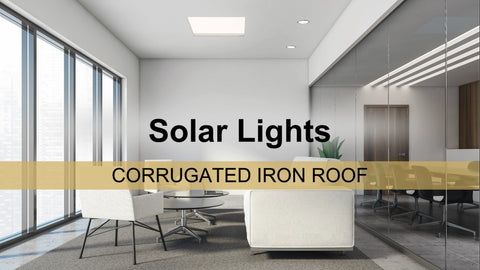Square SolarLight daylight-feel ceiling light installed on corrugated iron roof