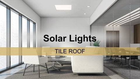 Square SolarLight daylight-feel ceiling light installed on tile roof